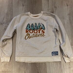 Roots Beige Crewneck Sweater with Tree Design